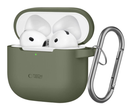 Etui na słuchawki Tech-Protect Silicone Hook do Apple AirPods 4. generacji Olive Green
